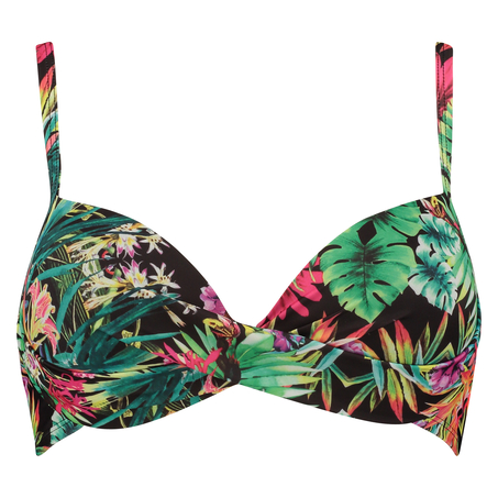 Padded bikini top Jungle fever twist, Czarny