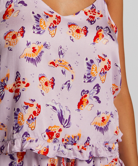 Satynowy top na ramiączkach, Fioletowy