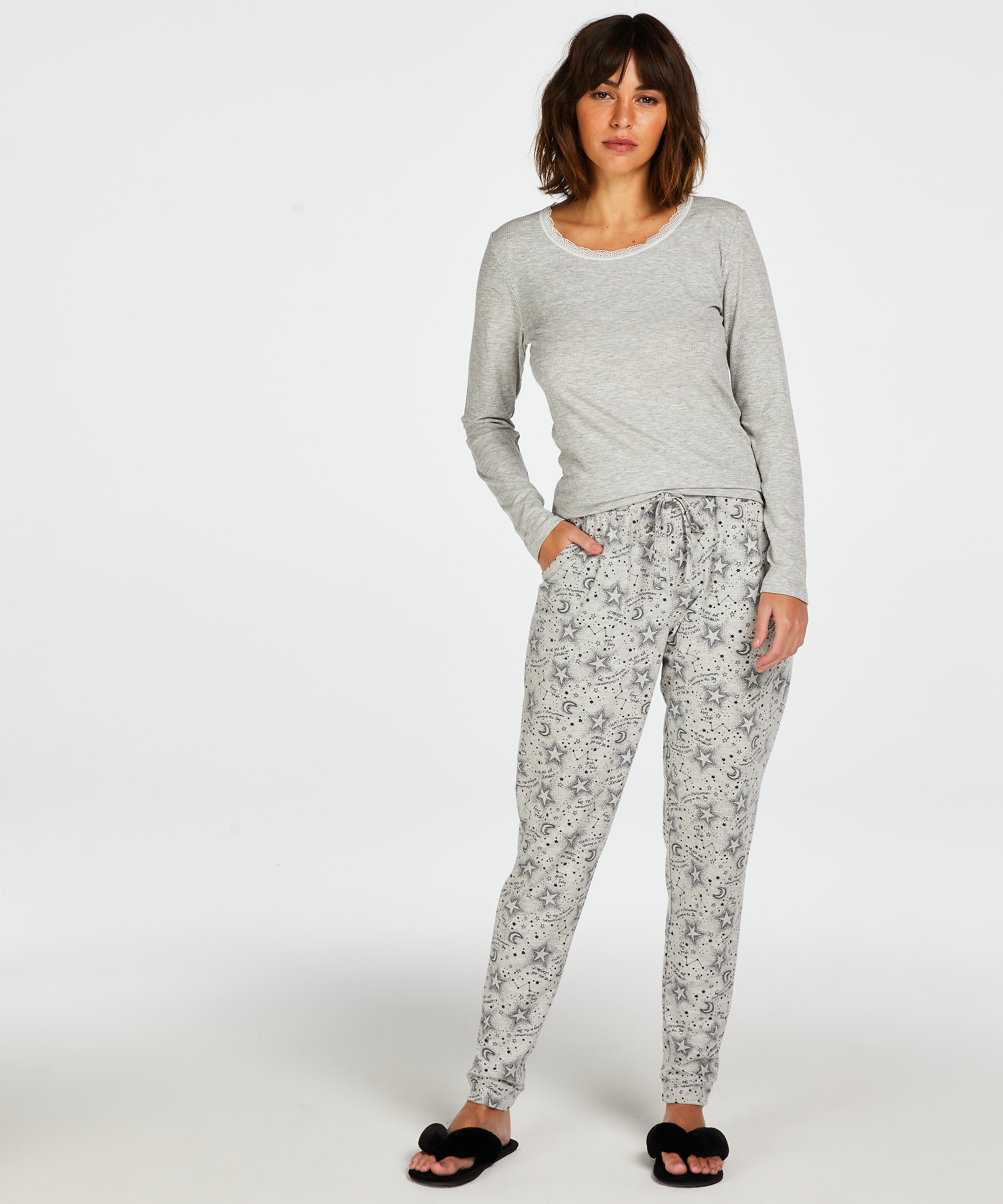 Jersey Pyjama Pants, Szary, main