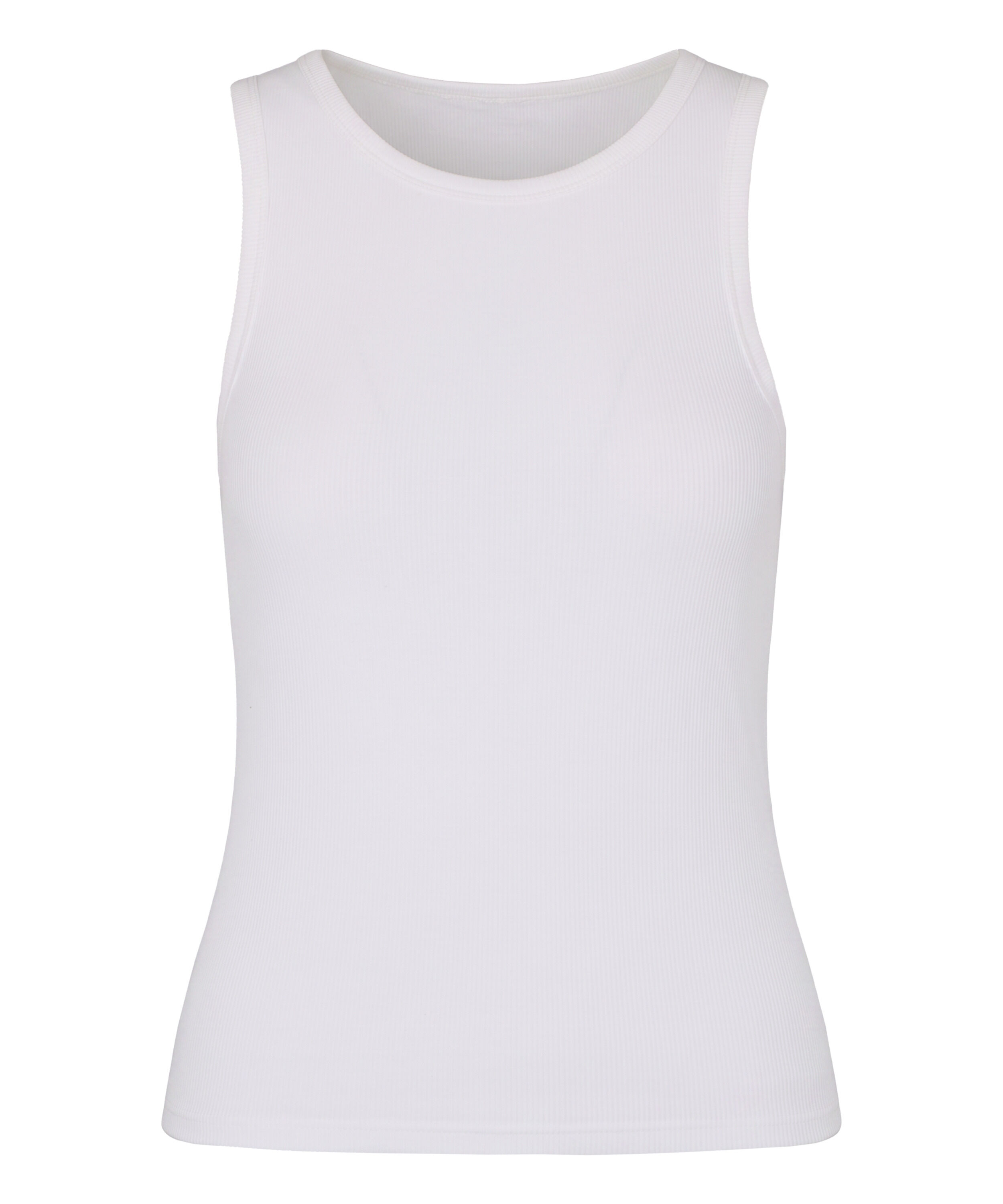 Top Tank z Prążkowanej Bawełny, Biały
