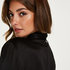 Doutzen satin velvet bathrobe, Czarny