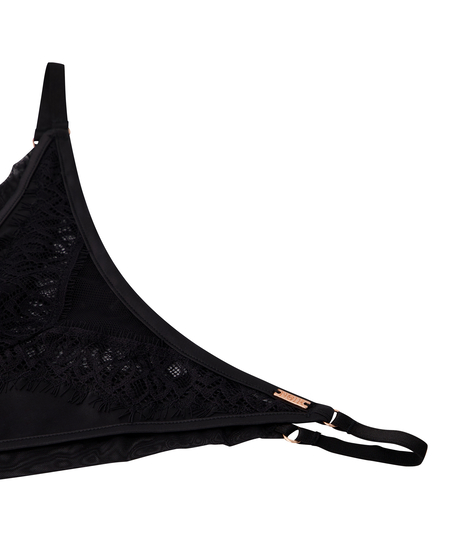 Majtki brazylijskie z wysokim wycięciem Aiko, Czarny