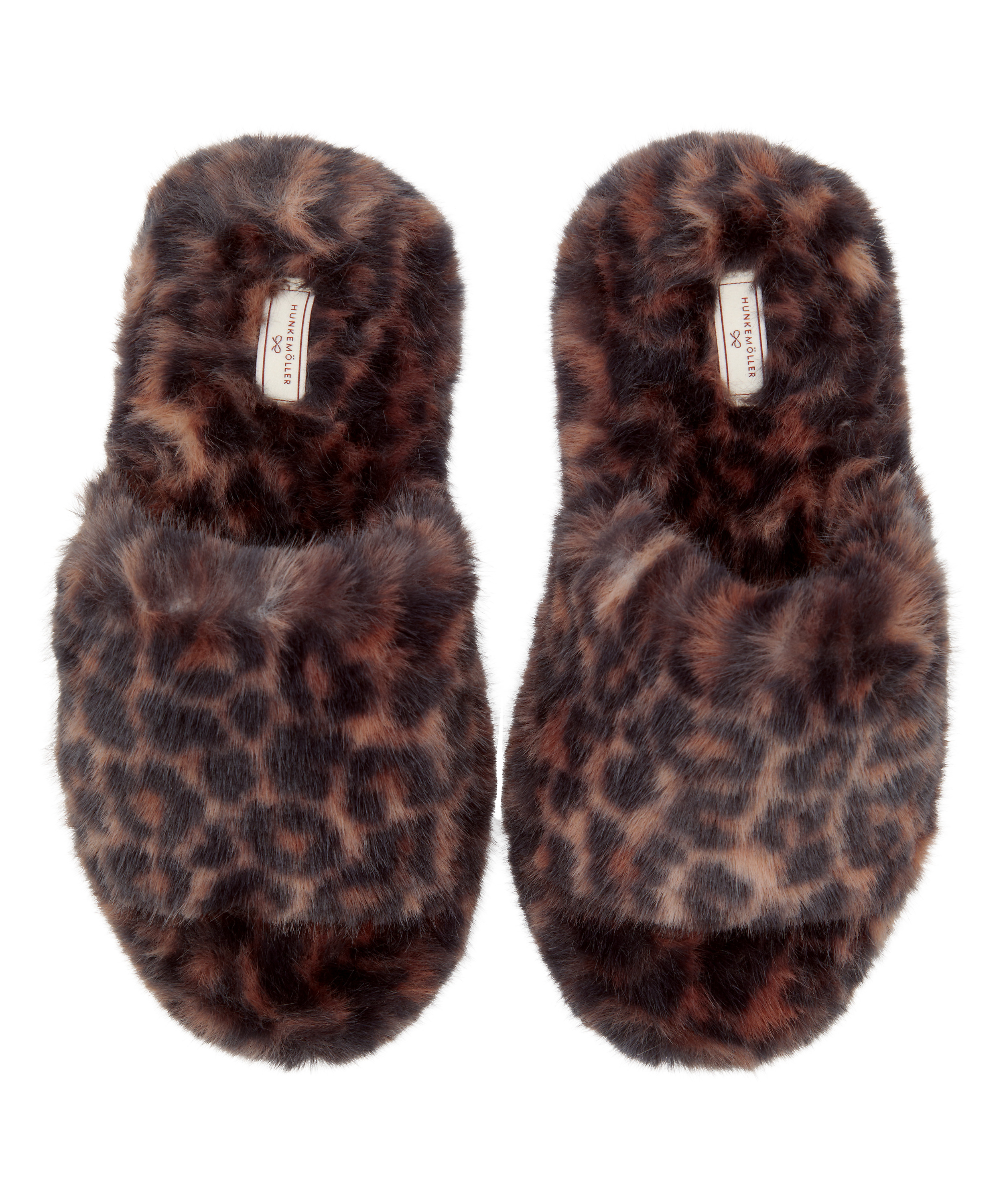 Kapcie Sztuczne Futro Leopard, Brązowy, main