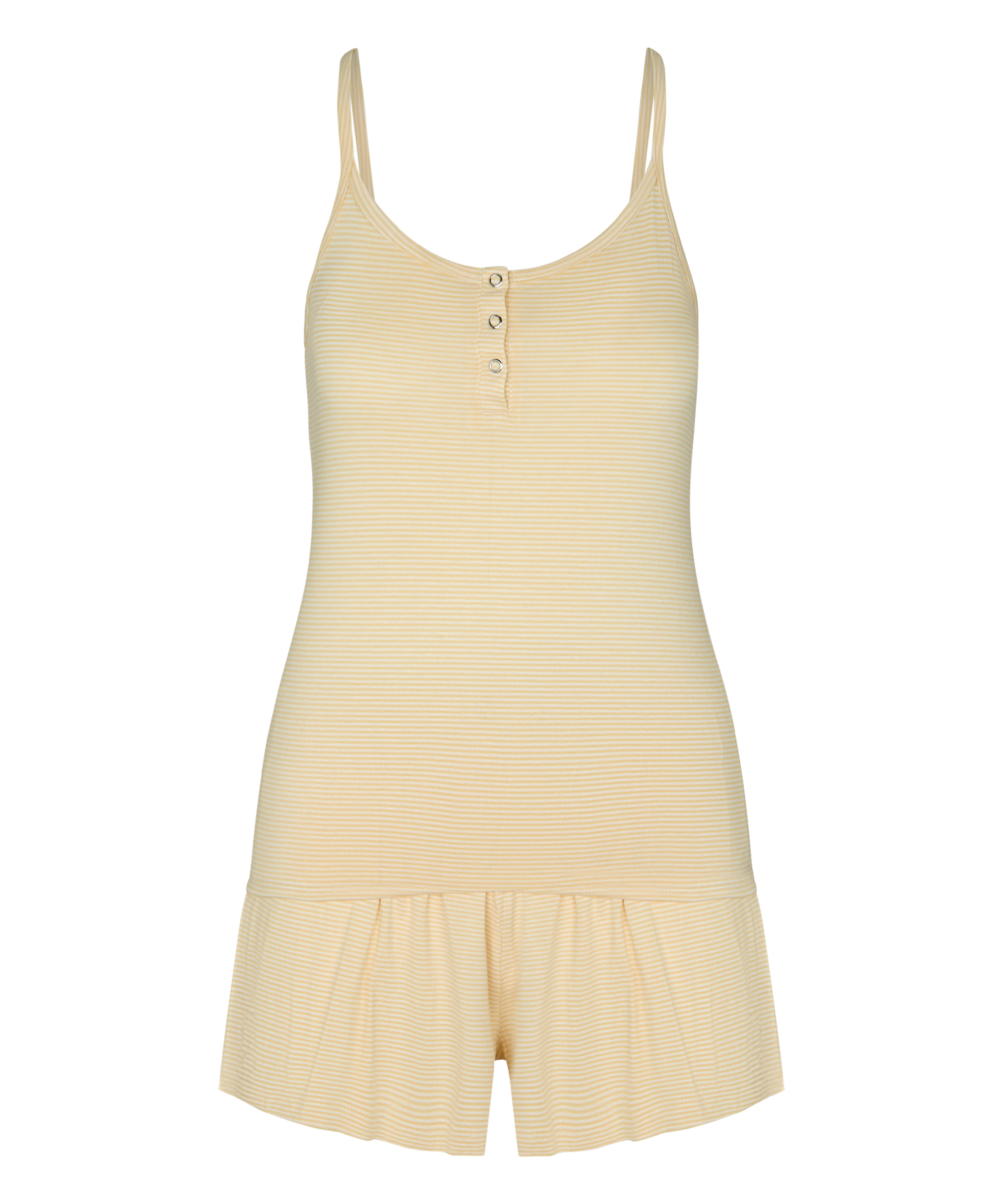 Komplet Piżamy w Paski Henley, Ż&oacute;łty, main