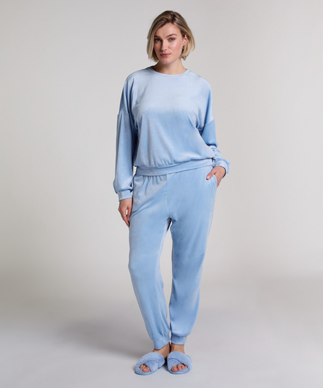 Welurowy top, Niebieski