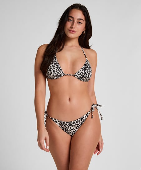 Tr&oacute;jkątny Top Bikini Leopard, Czarny