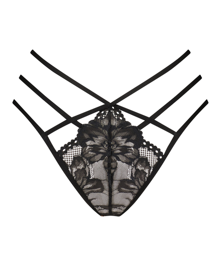 Wysoko wycięte brazyliany z odkrytym kroczem Ellie, Czarny