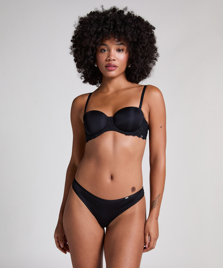 Usztywniony biustonosz z fiszbinami Angie bez ramiączek, Czarny