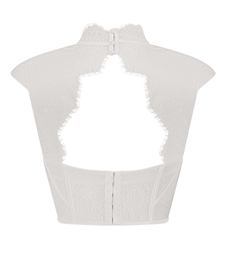 Top z fiszbinami Lace Camille, Biały