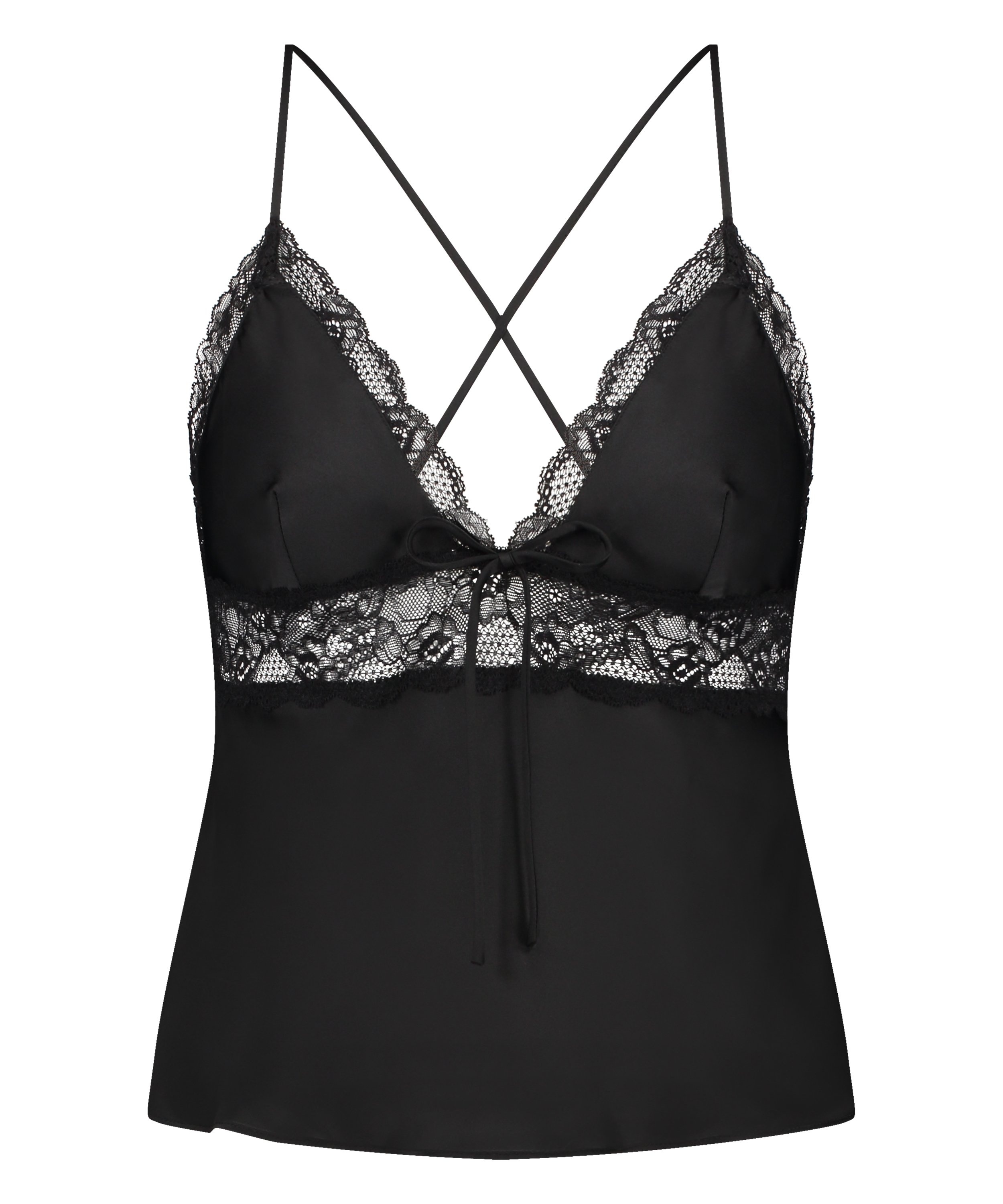 Cami Top Satin Marcela, Czarny, main