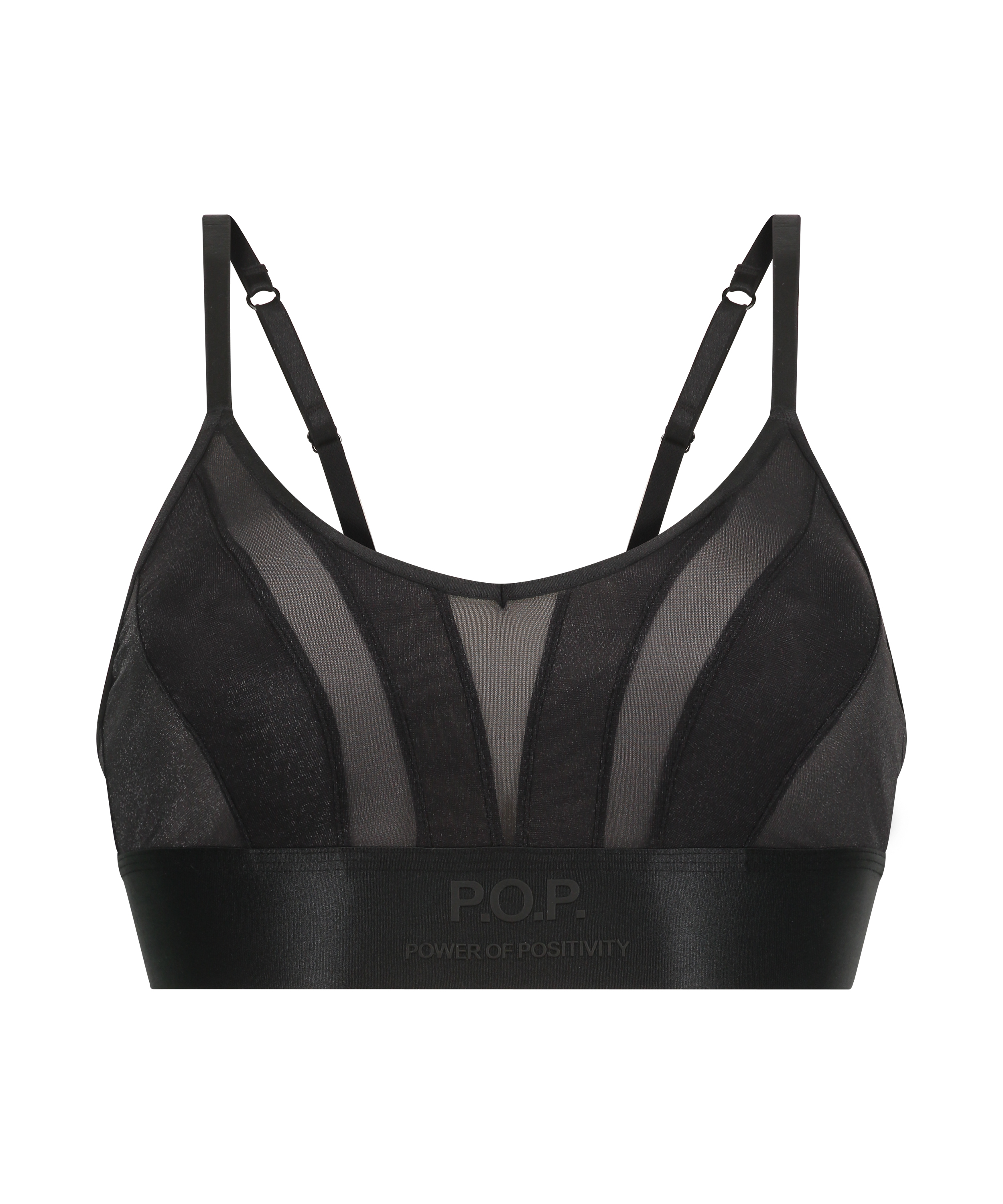 Biustonosz bralette z siateczki Glossy, Czarny, main