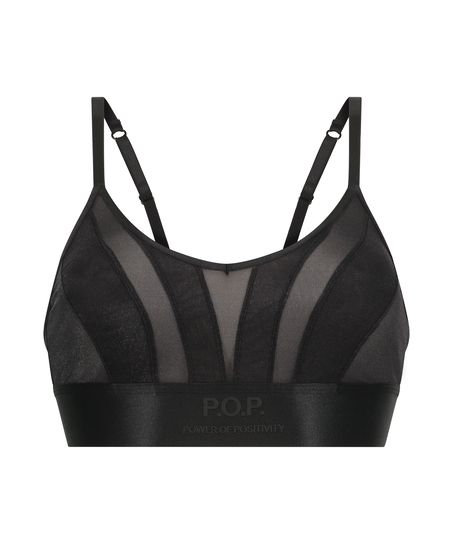 Biustonosz bralette z siateczki Glossy, Czarny