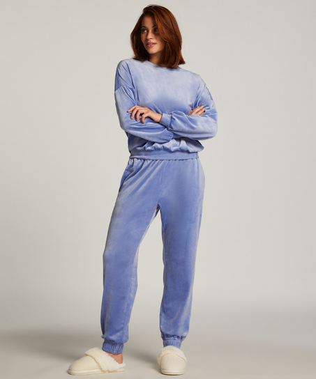 Spodnie z welurowego dresu, Niebieski
