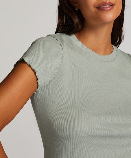 Bawełniana koszula z kr&oacute;tkim rękawem, Zielony