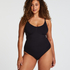 Bezszwowe wzmacniające body z wysokimi wycięciami, Czarny