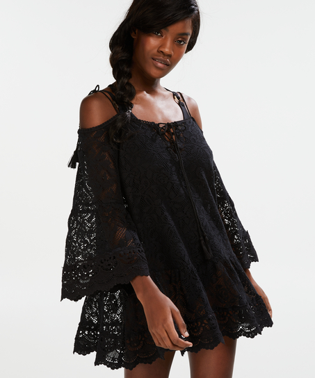 Allover Lace Tunic, Czarny