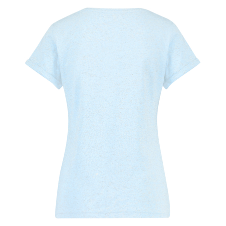 Chest Print SS Top, Niebieski