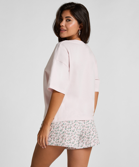 Zestaw Piżamowy Cotton Jersey Kr&oacute;tki, Fioletowy