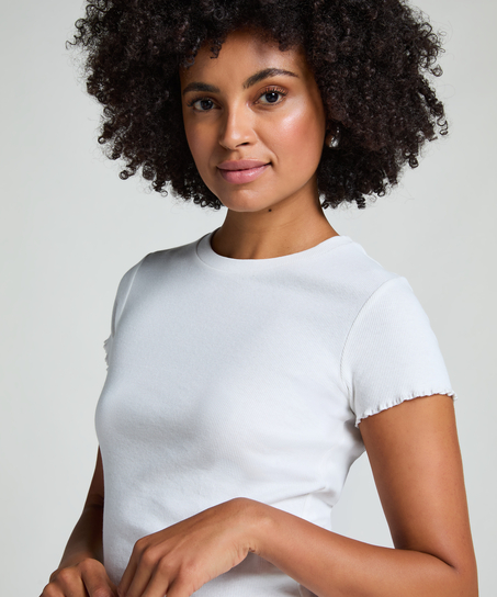 Bawełniana koszula z kr&oacute;tkim rękawem, Biały