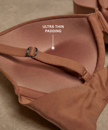 Usztywniony biustonosz push-up z fiszbinami Smooth, Brązowy