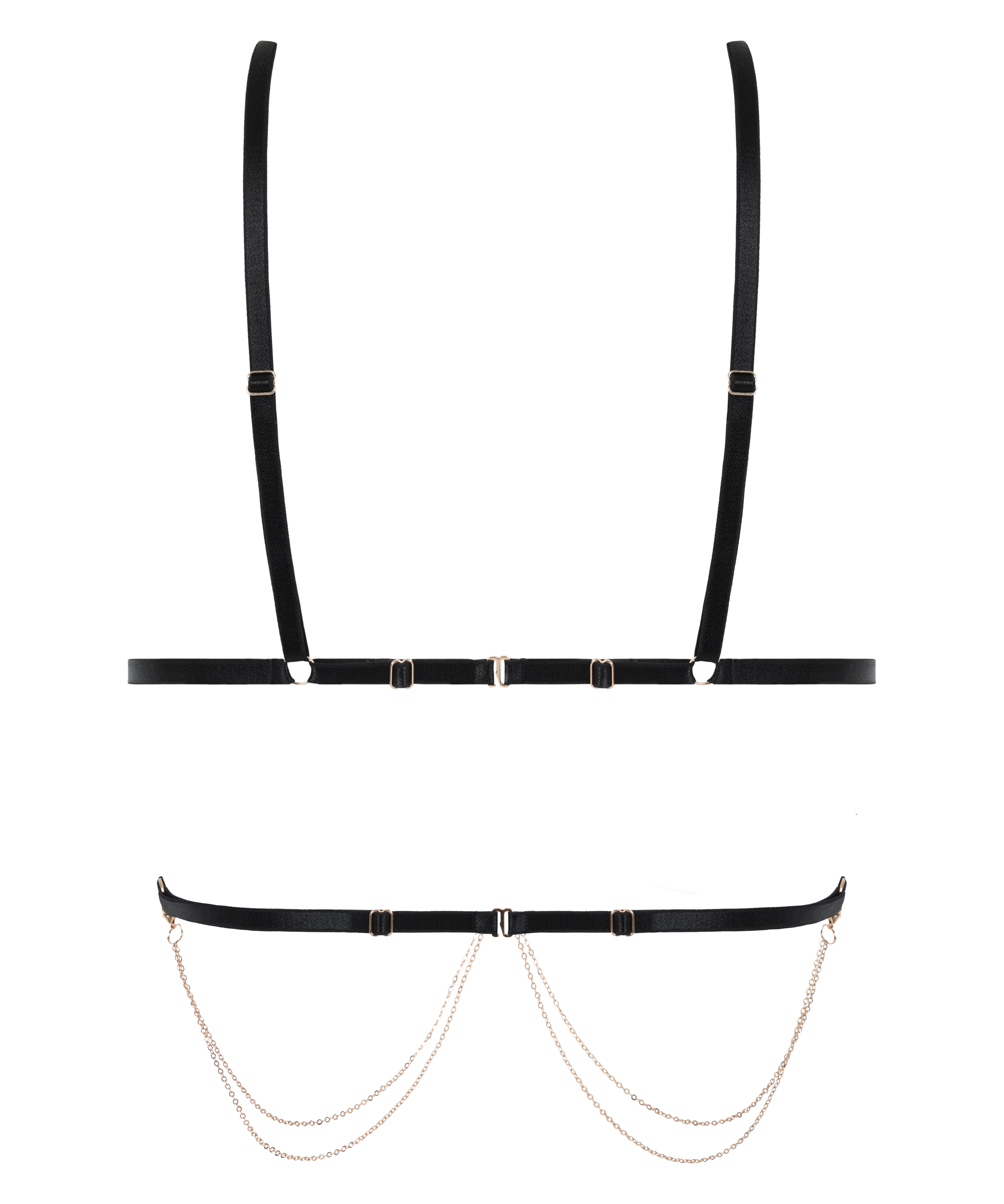 Chain Top Bralette, Czarny, main