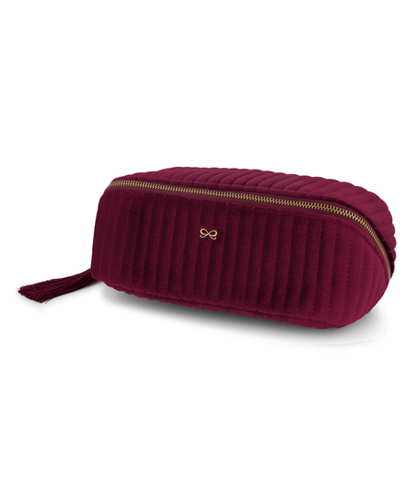 Velvet Make-Up Bag, Czerwony