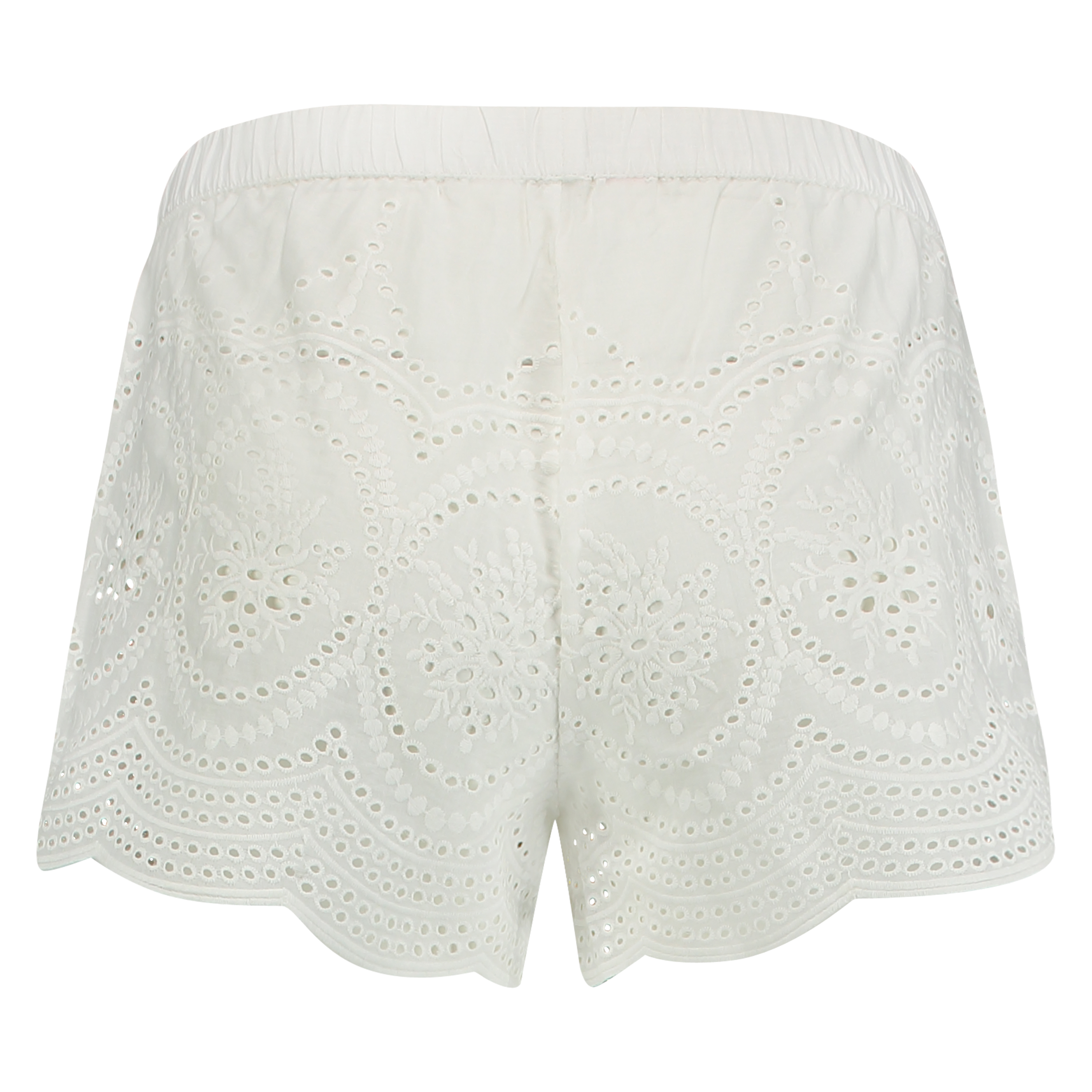 Broderie Anglaise Pyjama Shorts, Biały, main