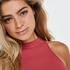 Seamless high neck rib top, R&oacute;żowy
