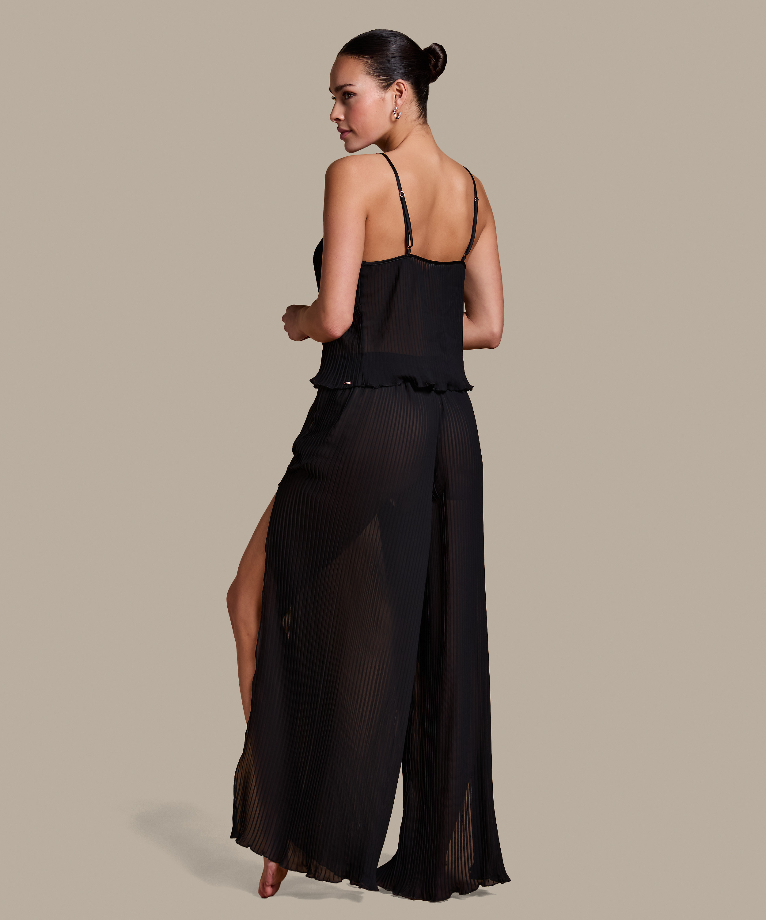 Spodnie plisowane, Czarny, main