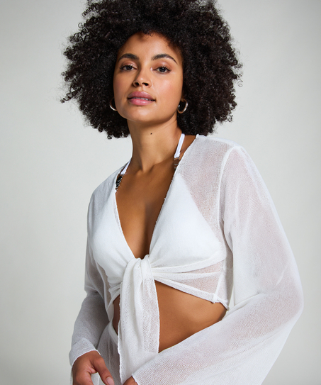 Top z dzianiny plażowej, Biały