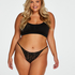 Louisa high leg Thong, Czarny