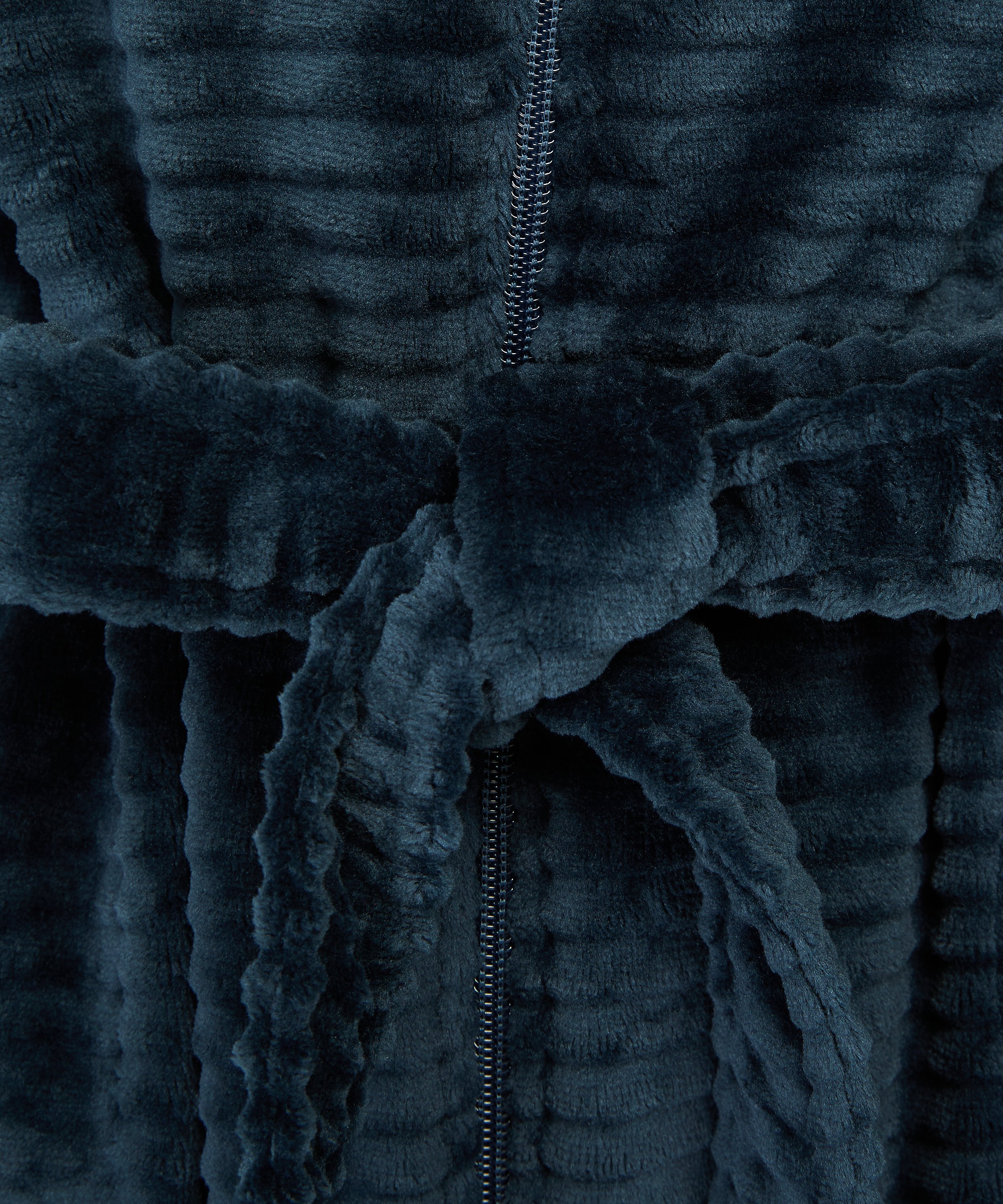 Szlafrok z polaru z zamkiem błyskawicznym, Niebieski, main