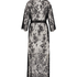 Długie kimono z koronką, Czarny