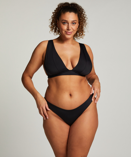 Majtki Bikini Wysoko Krojona Luxe, Czarny