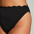 Figi bikini z wysokim stanem z falowanym brzegiem, Czarny