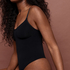 Bezszwowe wzmacniające body z wysokimi wycięciami, Czarny