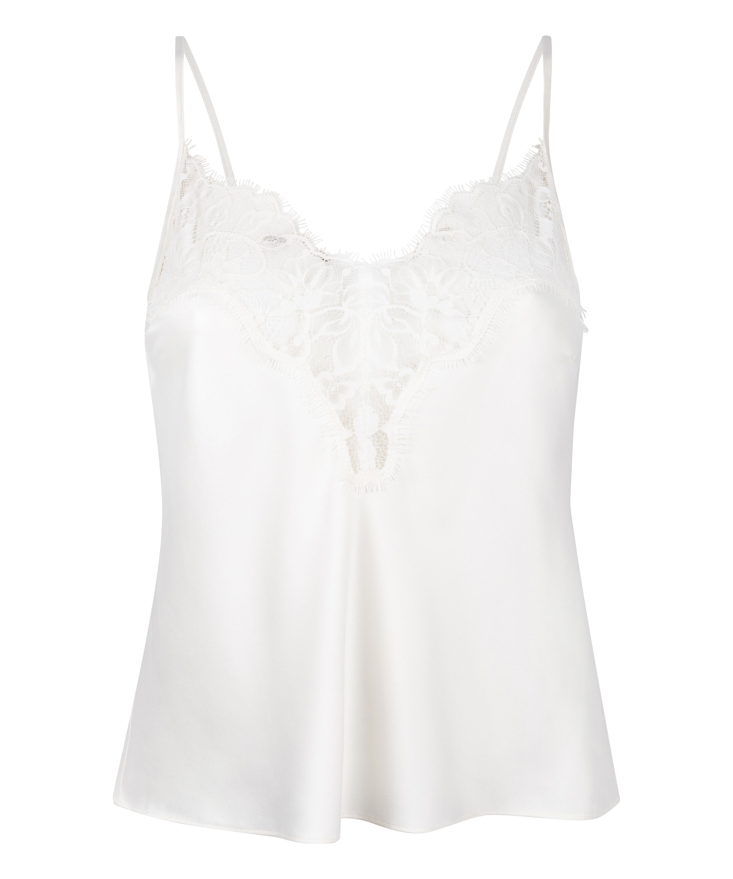 Valerie Satynowa Koszulka z Koronką, Biały