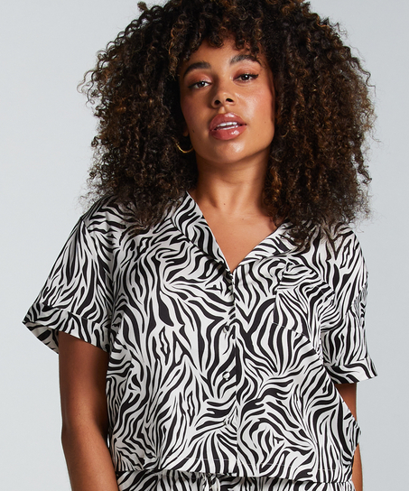 Satynowa narzutka Peppers z krótkim rękawem, Biały