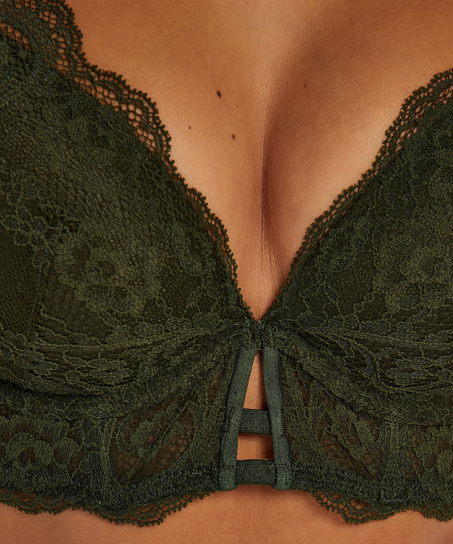 Długi usztywniony biustonosz z fiszbinami Ollie, Zielony