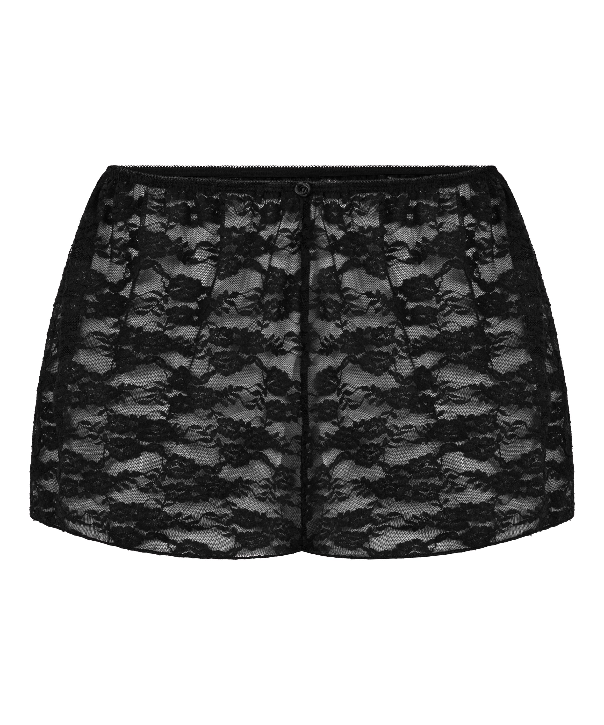 Szorty w całości wykonane z koronki, Czarny, main