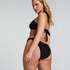 Majtki Bikini Wysoko Krojona Crinkle, Czarny