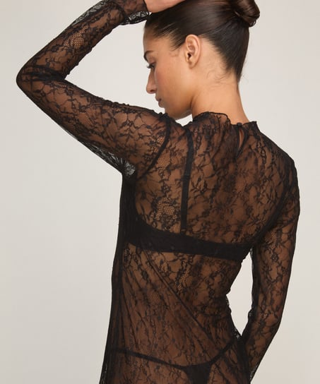 Halka Allover Lace, Czarny