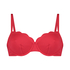 Nieusztywniany stanik bikini z fiszbinami, z falowanym brzegiem, R&oacute;żowy