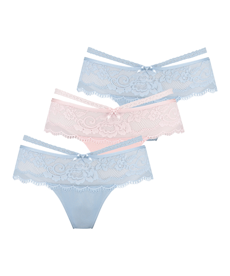 Zestaw 3 par bokserek Quinn, Niebieski