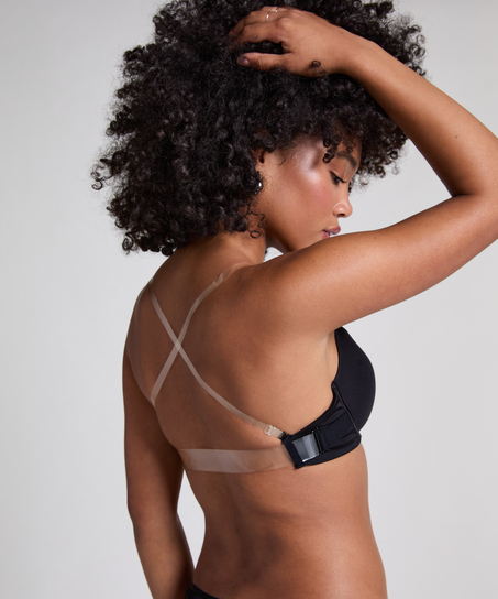 Usztywniony biustonosz push-up z fiszbinami Transparant, Czarny