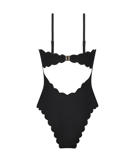 Kostium kąpielowy Bandeau Scallop, Czarny