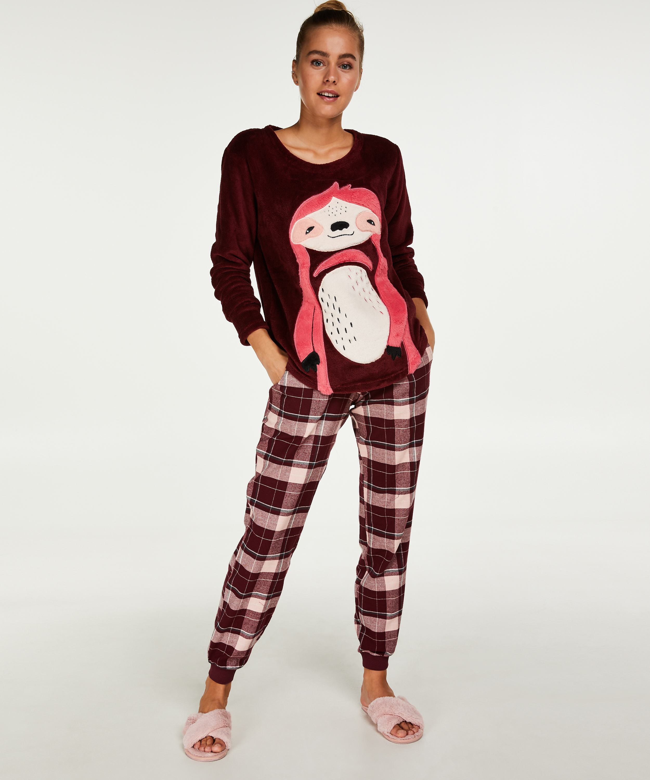 Long Fleece Sweater, Czerwony, main