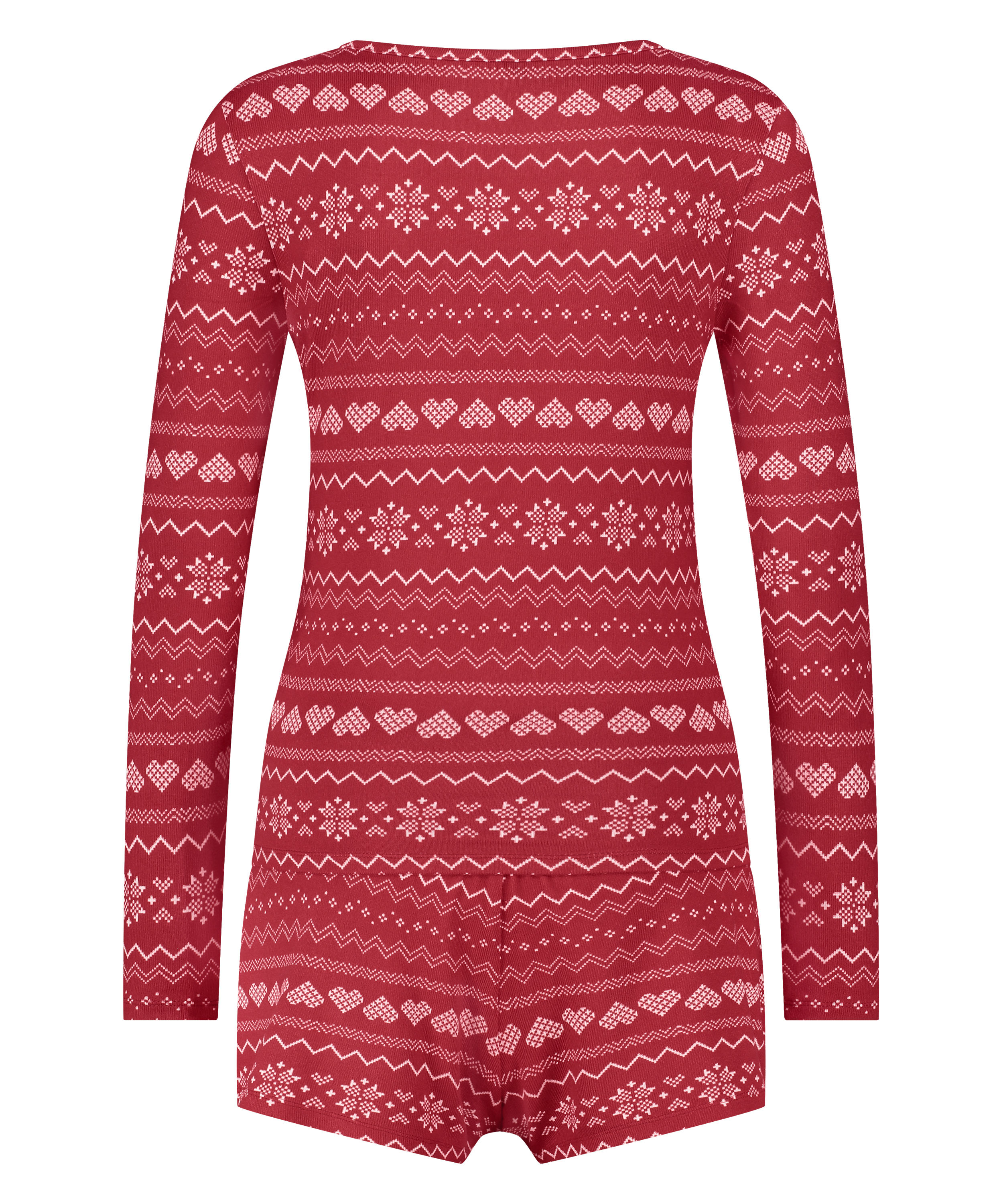 Koronkowa piżama z długim rękawem, Czerwony, main
