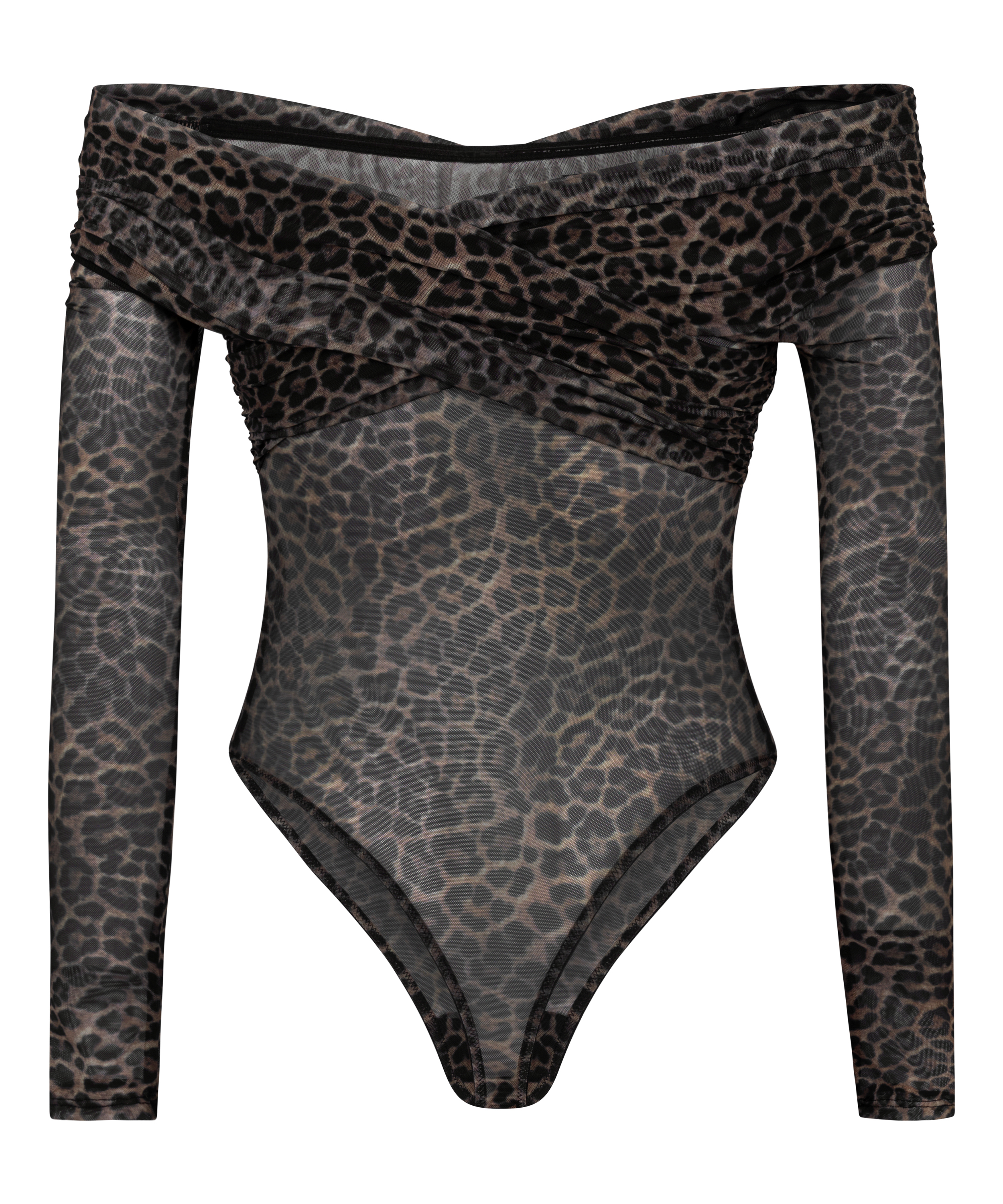 Body Keisha ze wzorem w panterkę, Czarny, main