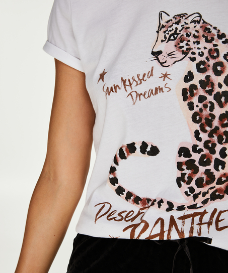 Góra od piżamy z krótkim rękawem, Biały